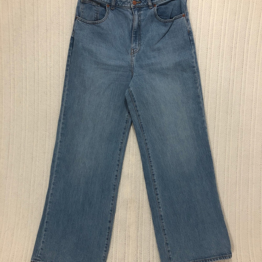 Pink Victorias Secret Wide Leg High Rise Jeans Medium Wash Blue Size 12